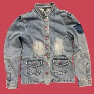 Vintage Steve Madden Denim Jean Jacket Women’s Large Boho Y2K Retro